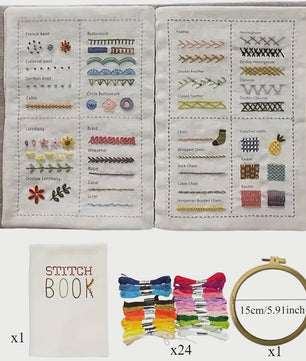 Uitgebreide Set Borduurboeken: Leer Alle Steken met Inclusief Garen & Hoop