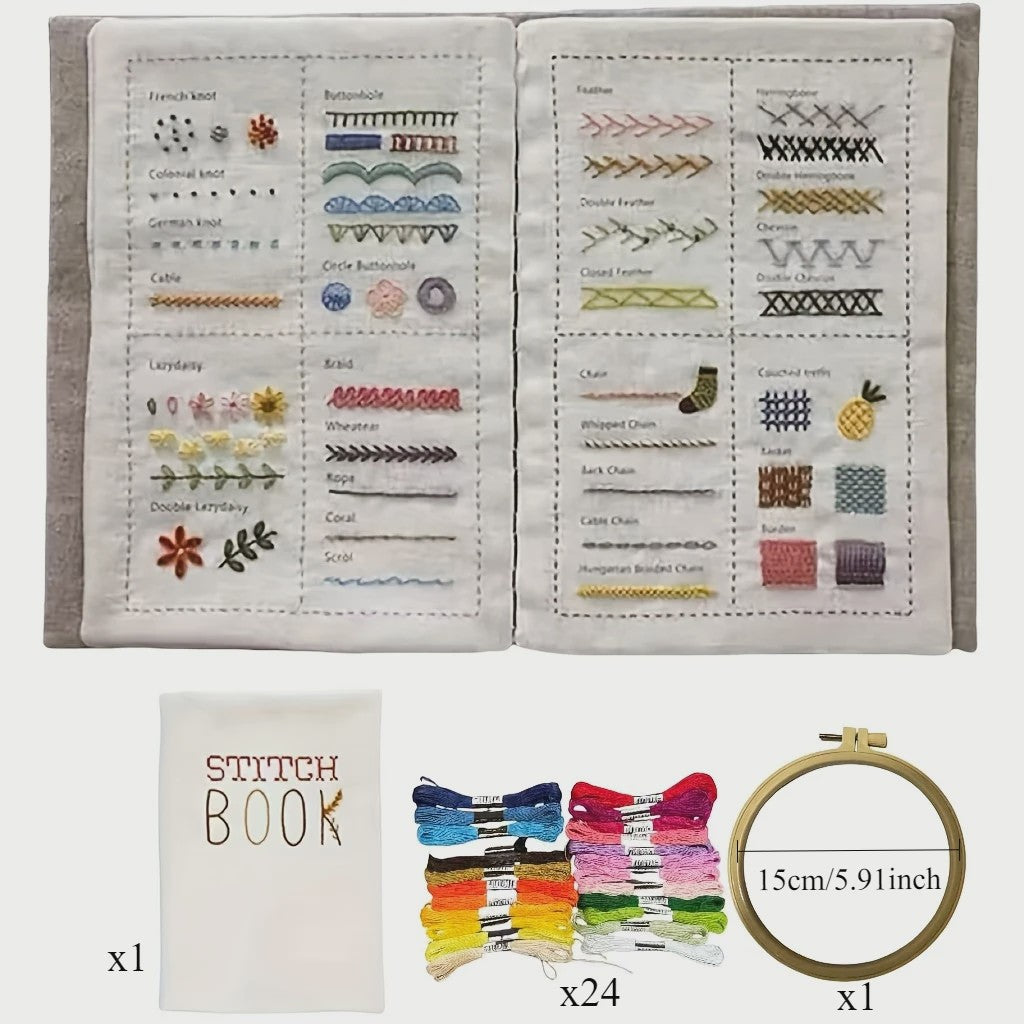 Uitgebreide Set Borduurboeken: Leer Alle Steken met Inclusief Garen & Hoop