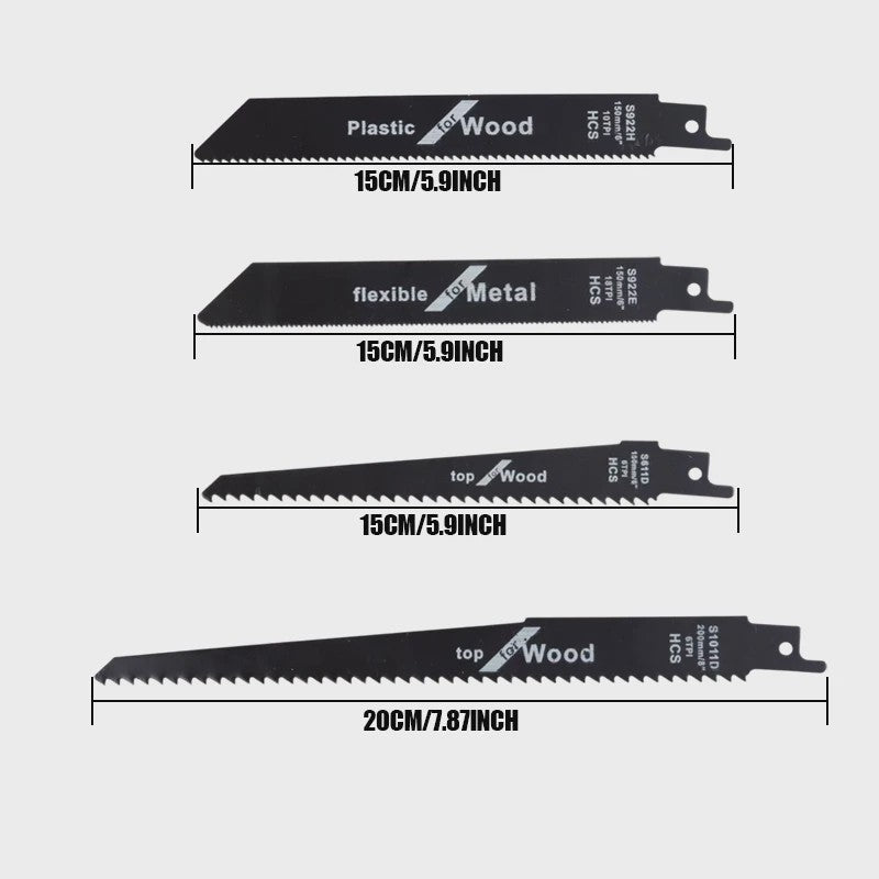 Reciprozaagbladen Set (5/10 Stuks) HCS - Voor Hout, Metaal & PVC - 15/20cm