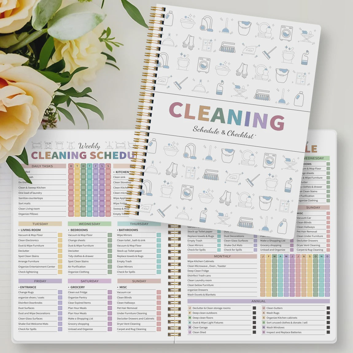Huishoudplanner & Schoonmaak Checklist Boek - Dagelijks, Wekelijks, Maandelijks