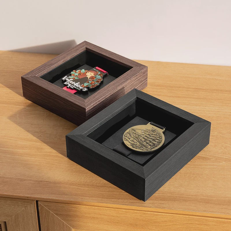 Houten Medaille Display Frame met Fotolijst - Voor Marathon, Sport en Herinneringen