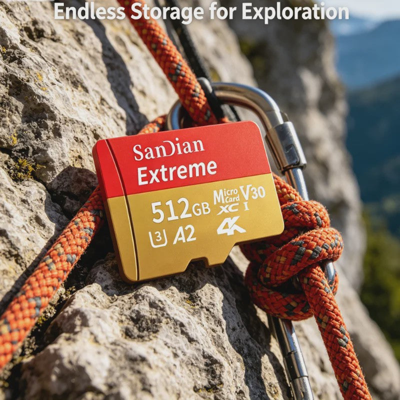 SanDian Extreme Micro SDXC Kaart - V30, Class 10, A2 - Hoge Capaciteit voor Telefoon, Camera, Drone