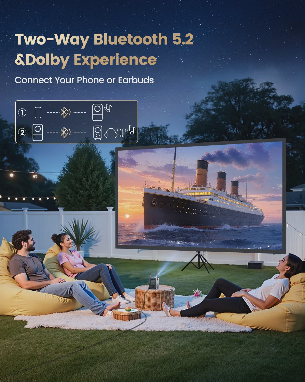 Wimius P61 Portable 4K Projector - Officiële Netflix, 1600 ANSI Lumen, Auto Focus, WiFi 6