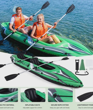 Opblaasbare Kajak voor 2 Personen - 11.5ft Groen - Inclusief Paddles & Pomp
