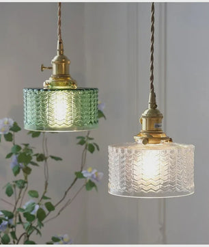 Nordic Groene Glazen Hanglamp met Koperen Fitting - Sfeervolle Moderne Verlichting