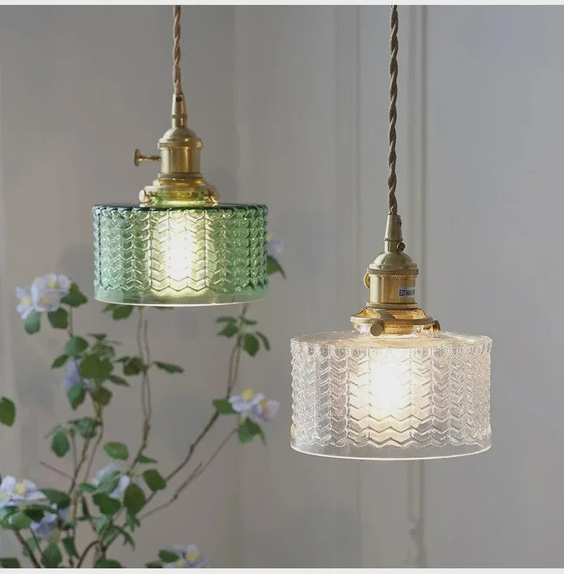 Nordic Groene Glazen Hanglamp met Koperen Fitting - Sfeervolle Moderne Verlichting