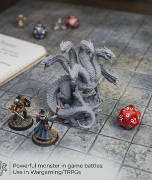 Ongeverfde Hydra Minifiguur - TTRPG, Wargame & Decoratie