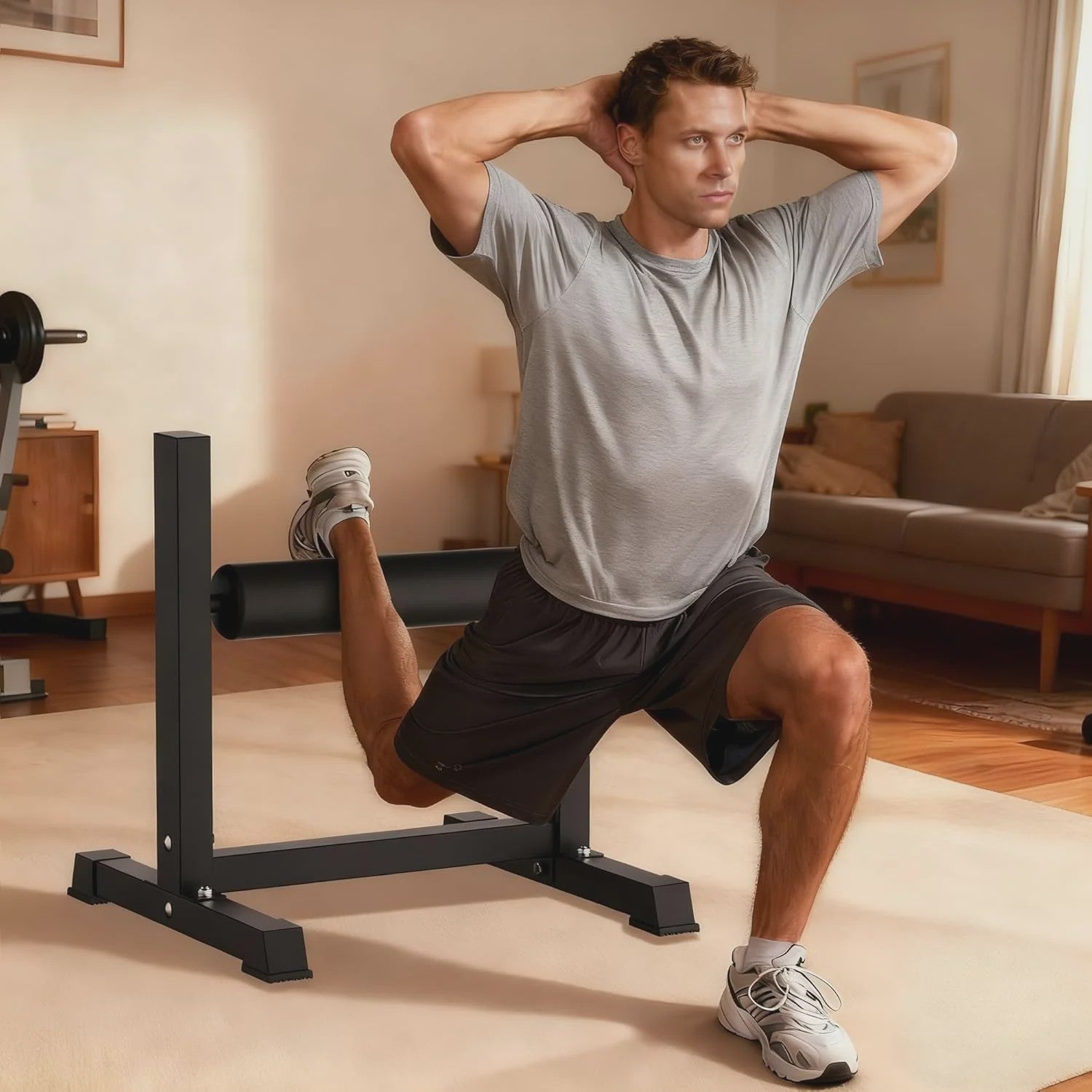 Heavy Duty Bulgarian Split Squat Stand - 350 LBS Capaciteit, 6-Niveau Hoogteverstelling voor Krachttraining Thuis