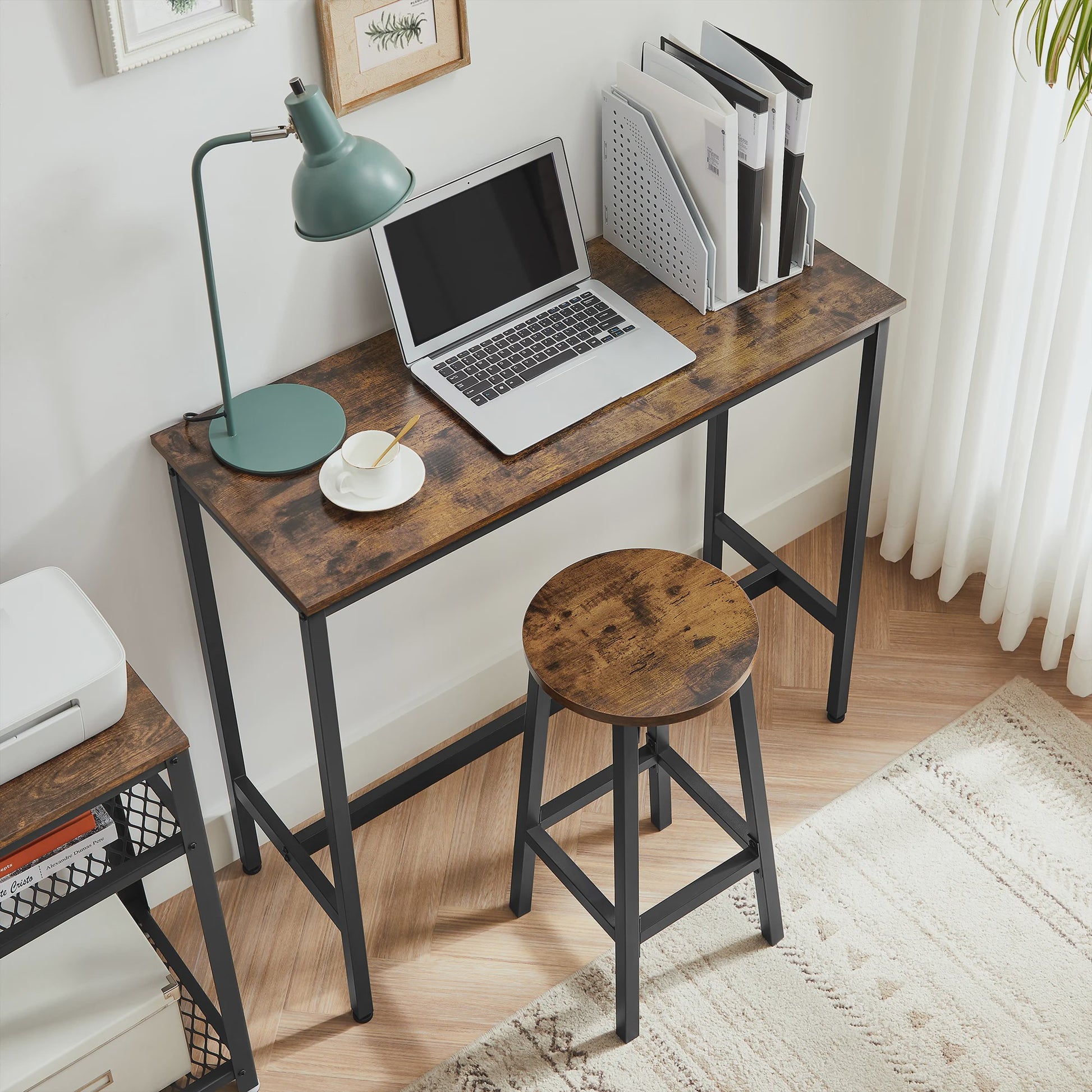 Industriële Bartafel Set met 2 Barkrukken - Bruin