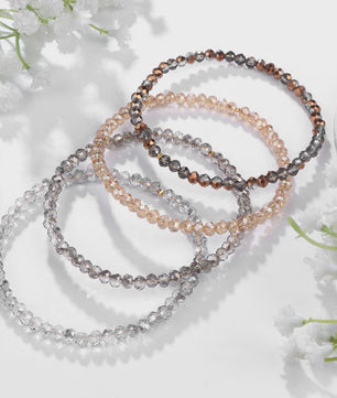 Set van 4 Kristallen Kralen Armbanden - Kleurrijk & Elegant