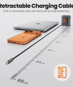 Toocki 80W GaN 6-in-1 Oplaadstation: MagSafe, 65W PD & Intrekbare Kabel