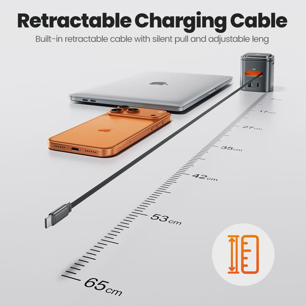 Toocki 80W GaN 6-in-1 Oplaadstation: MagSafe, 65W PD & Intrekbare Kabel