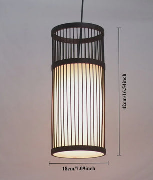 Sfeervolle Bamboe Hanglamp 18x42cm - Chinese Stijl Plafondlamp voor Woonkamer & Eetkamer