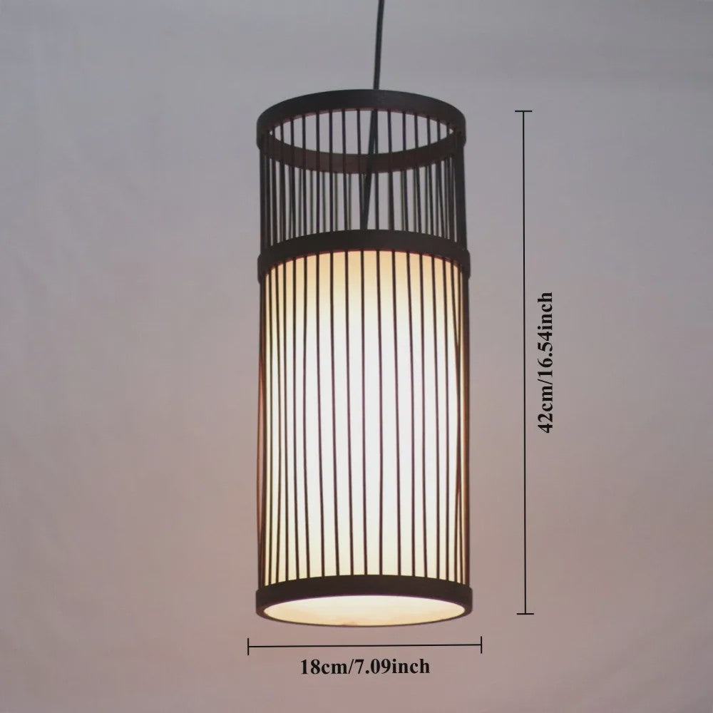 Sfeervolle Bamboe Hanglamp 18x42cm - Chinese Stijl Plafondlamp voor Woonkamer & Eetkamer