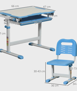 Homcom Children's Desk with Chair for Children +6 Years Adjustable Height 66X47X77