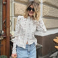 Vintage Kant Blouse met Pofmouwen en Elegante Knoopsluiting - Zomer Top