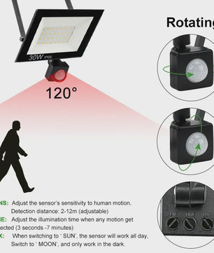 Waterdichte LED Floodlight met PIR Bewegingssensor - 10W tot 100W