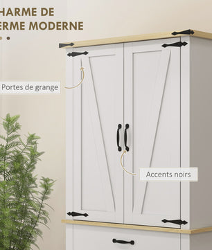 HOMCOM Keuken Buffetkast met 4 Deuren, Lade en 6 Verstelbare Planken - Wit 181 cm