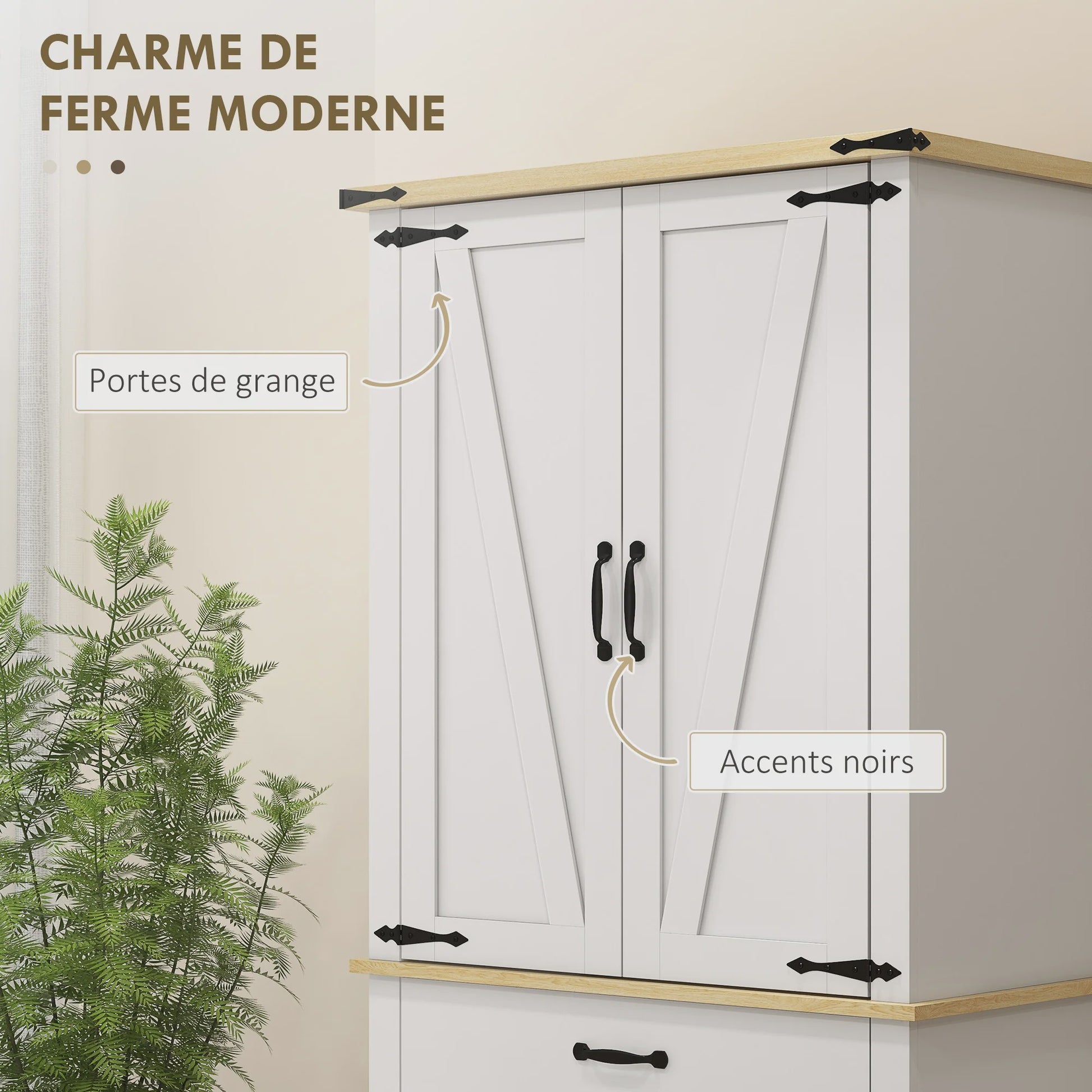 HOMCOM Keuken Buffetkast met 4 Deuren, Lade en 6 Verstelbare Planken - Wit 181 cm