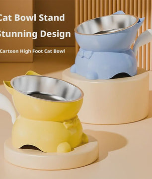 Verhoogde RVS Kattenbak met Schuin Design - Nekbescherming & Schattige Oren