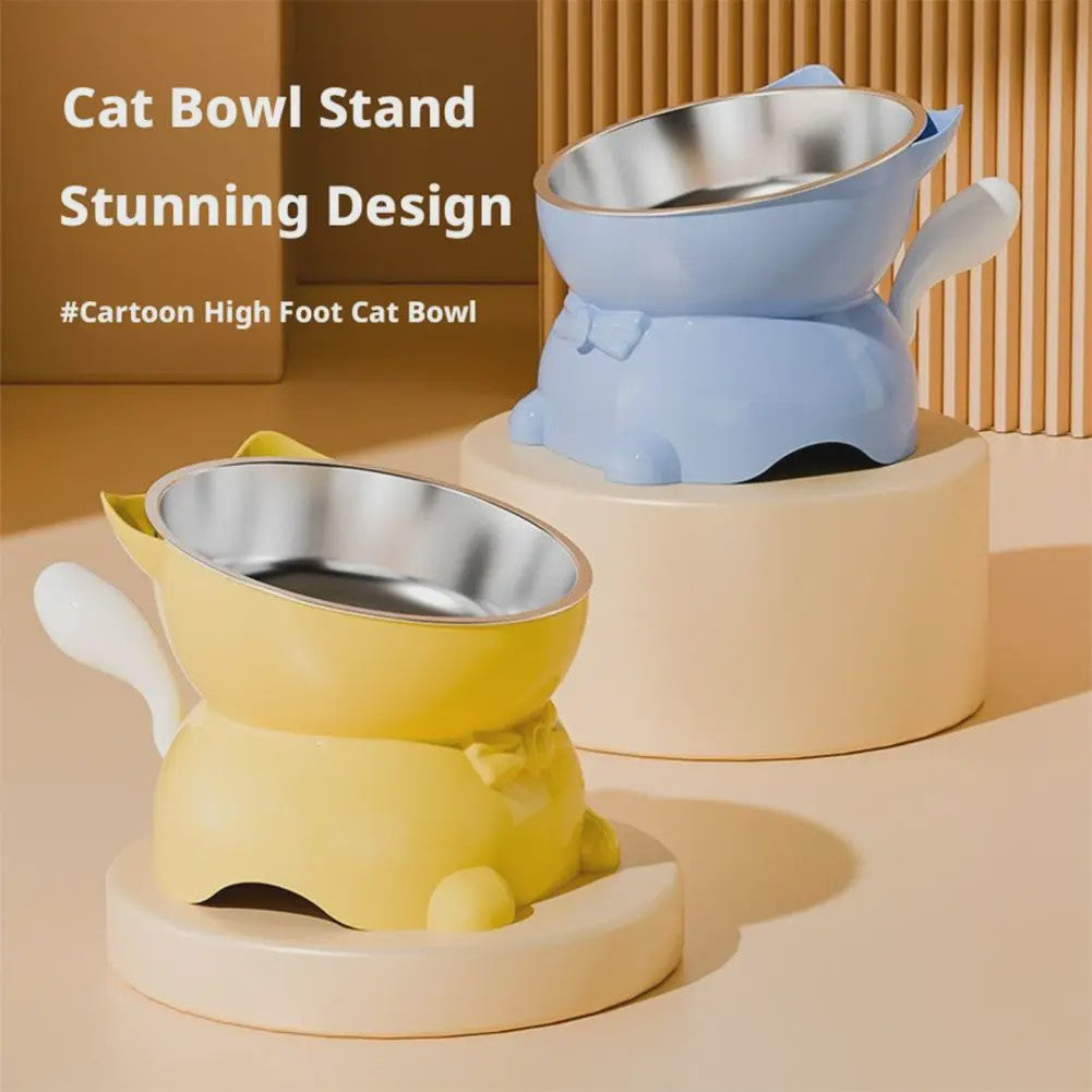 Verhoogde RVS Kattenbak met Schuin Design - Nekbescherming & Schattige Oren