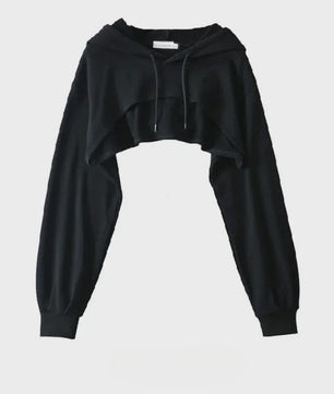 Unieke Dames Crop Hoodie met Lange Mouwen - Y2k Stijl & Persoonlijkheid