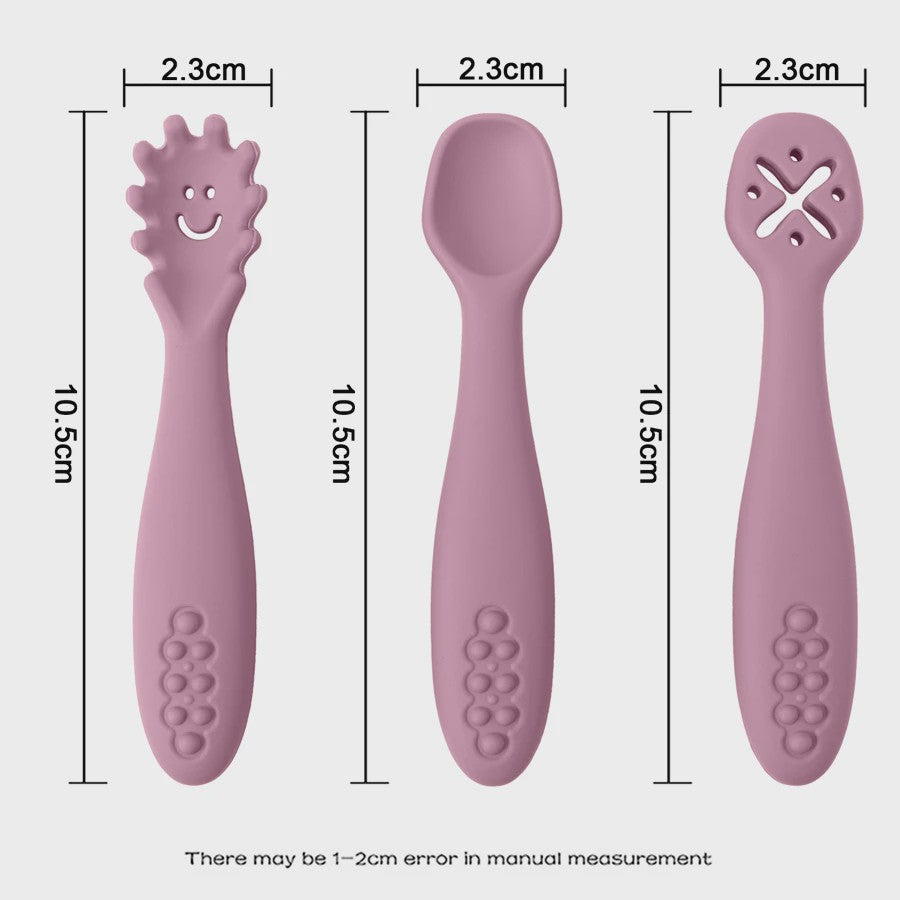 3-delige Siliconen Baby Bestek Set: Lepel & Vork voor Peuters
