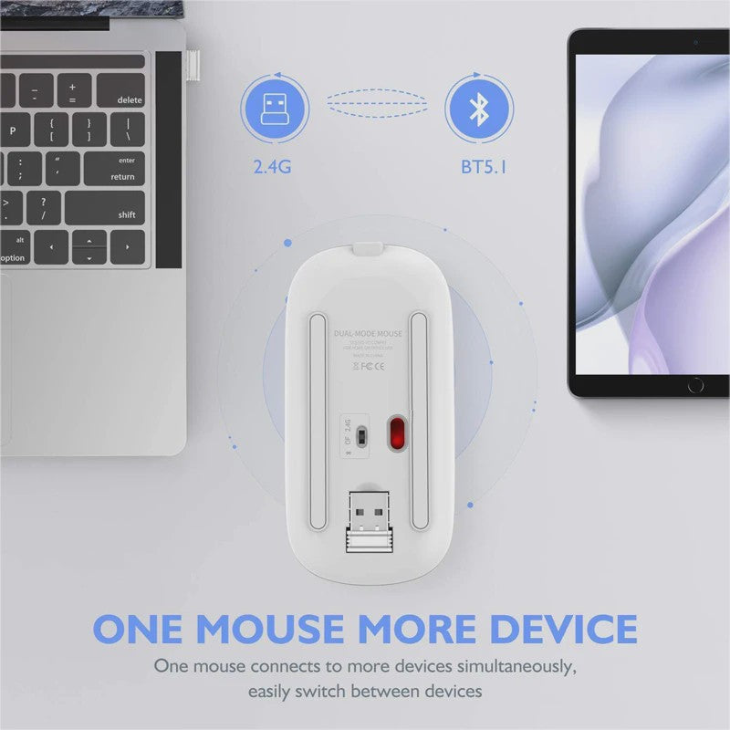 Draadloze Oplaadbare RGB Muis - Bluetooth & USB, Stil & Ergonomisch