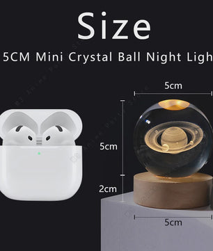 Uniek 3D Kristallen Bol Nachtlampje met LED - Galaxy, Saturnus & Maan Designs - Sfeervolle Decoratie