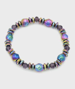 Handgemaakte Regenboog Hematite Kralen Armband met Kristal - Uniseks