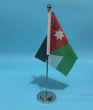Bureauvlag Jordanië 14x21cm Polyester met Standaard - Decoratie voor Kantoor en Tafel