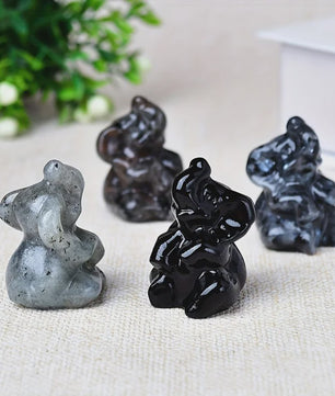 Handgesneden Kristallen Olifant - Natuursteen Decoratie & Meditatie Steen (3.5cm)