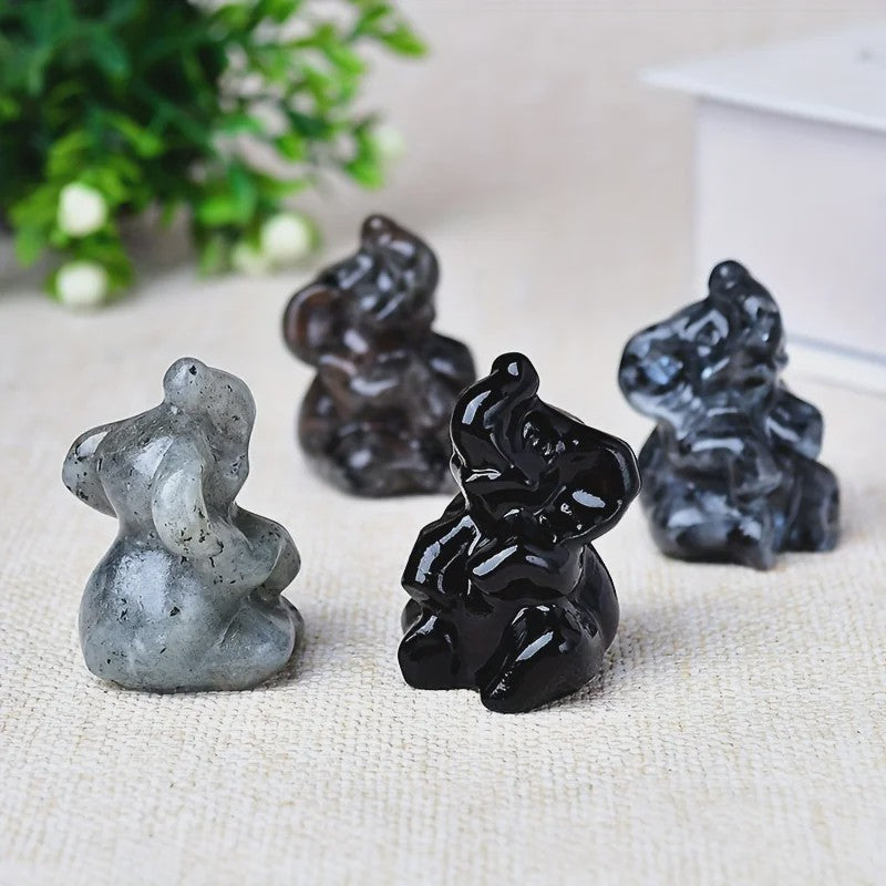 Handgesneden Kristallen Olifant - Natuursteen Decoratie & Meditatie Steen (3.5cm)