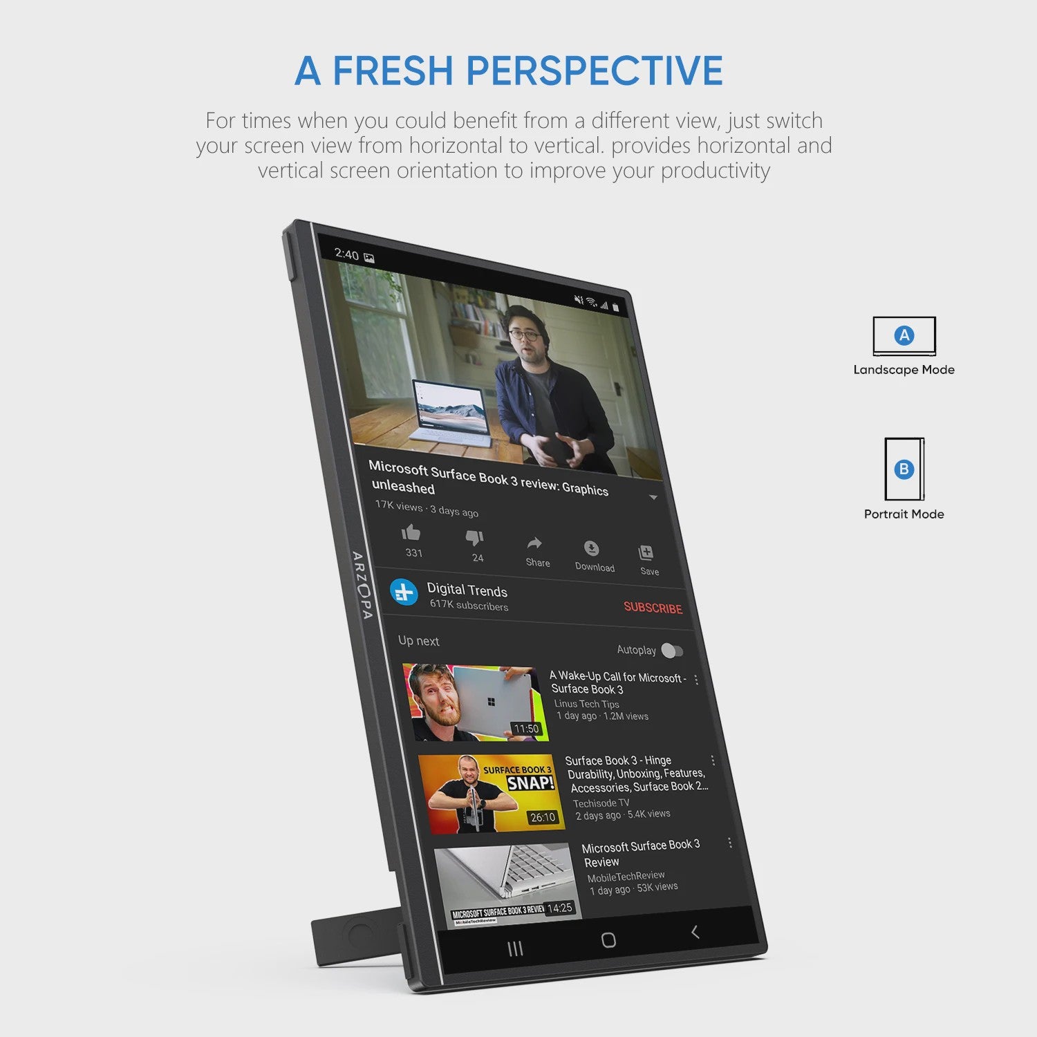 ARZOPA 16.1" Draagbare Monitor - FHD 1080P IPS, 100% sRGB, Ultraslank & Lichtgewicht