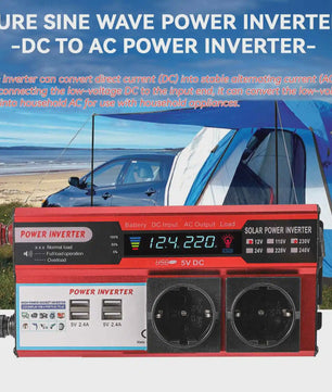 Krachtige 4000W/3000W Power Inverter: 12V DC naar 220V/230V AC met 4 USB & LED Display