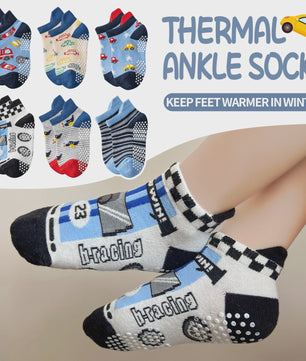 9 Paar Babysokken Jongens - Antislip Enkel Sokken met Auto Print & Grip - Katoen