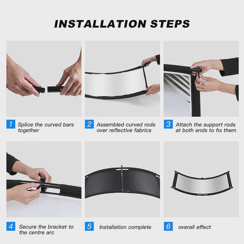 U-vormige Studio Reflector 4-in-1 (Goud/Zilver/Wit/Zwart) - 108cm/176cm