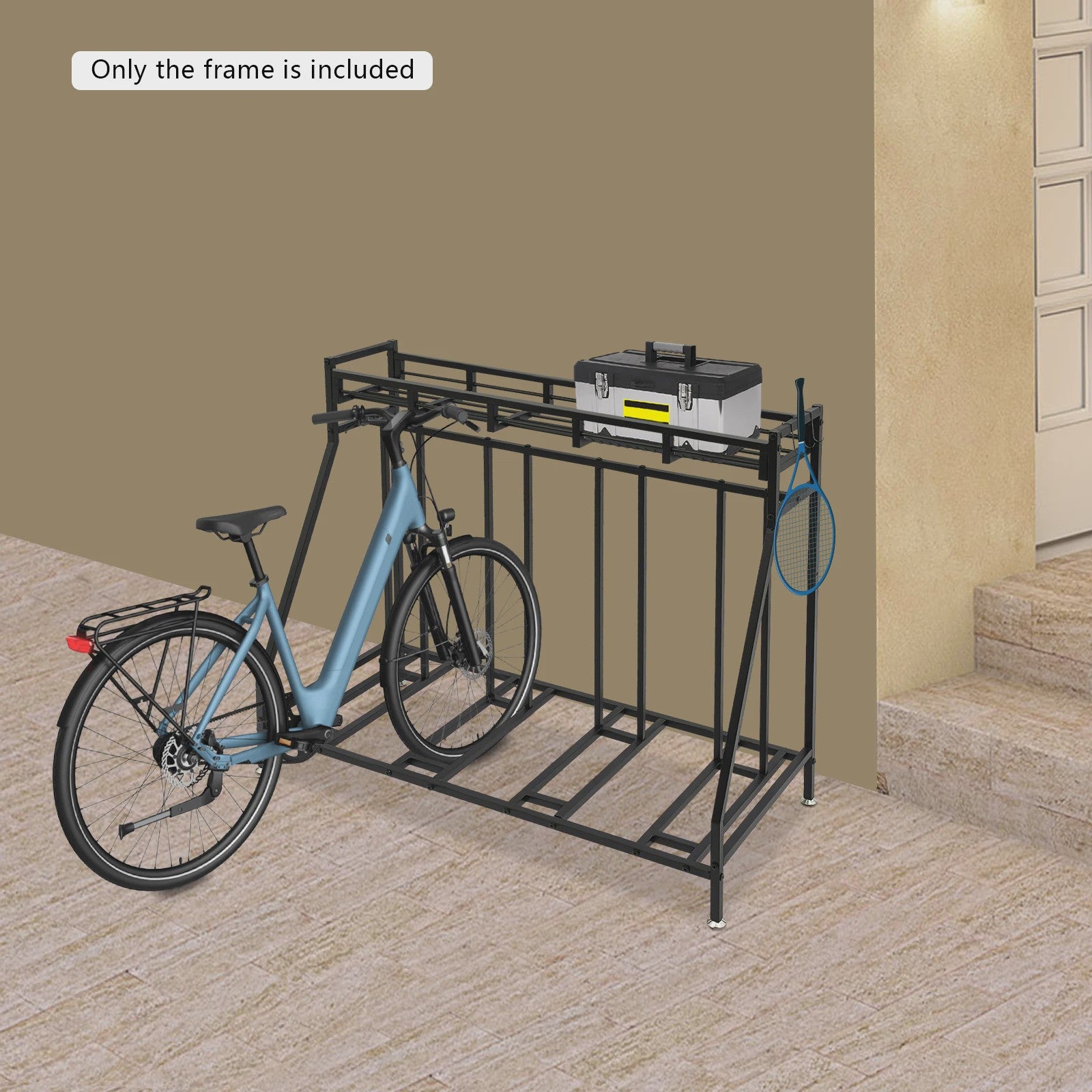 4-Plaats Fietsenrek Staand met Haken - Indoor Fietsenstalling Organizer