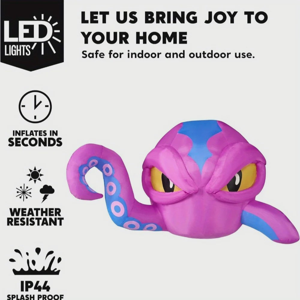 Opblaasbare Paarse Octopus 6.2 FT - Halloween Raamdecoratie & Tuindecoratie met LED