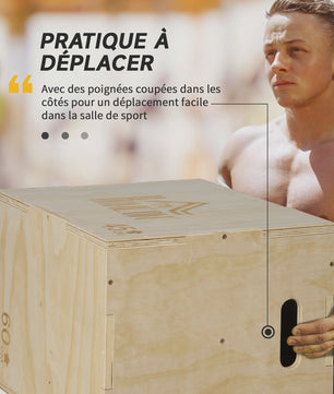 HOMCOM Plyobox Trainingsbox - 3 Hoogtes (40/45/60 cm) voor Box Jumps & Krachttraining