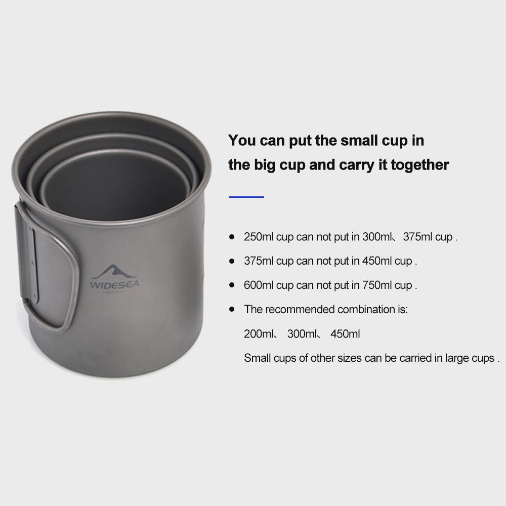 Widesea Titanium Camping Mok - Lichtgewicht & Duurzaam Outdoor Tafelgerei