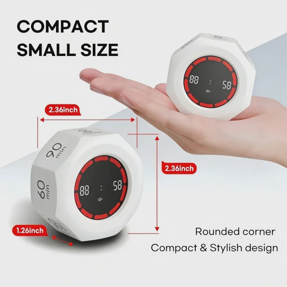 Visuele Flip Timer Kubus met LED Scherm & Gravity Sensor - Tijdmanagement Tool
