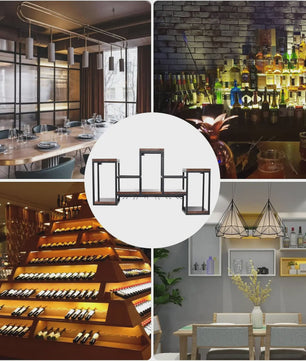 Industriële Houten Wijnrek Wandmontage met Glashouder - Bar & Café Stijl