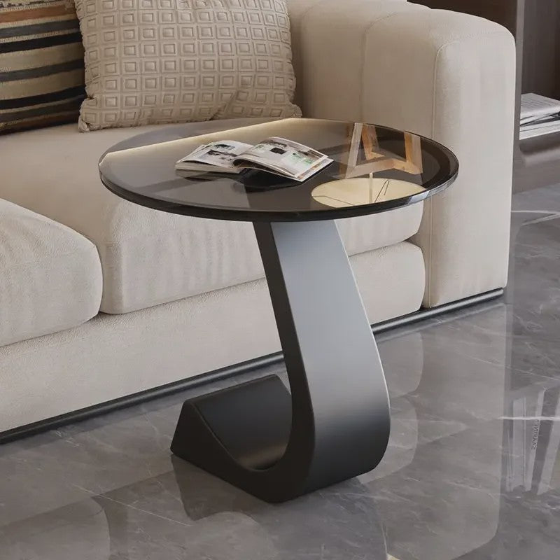 Luxe Ronde Bijzettafel met Rock Slab Look - Modern Design voor Woonkamer & Slaapkamer