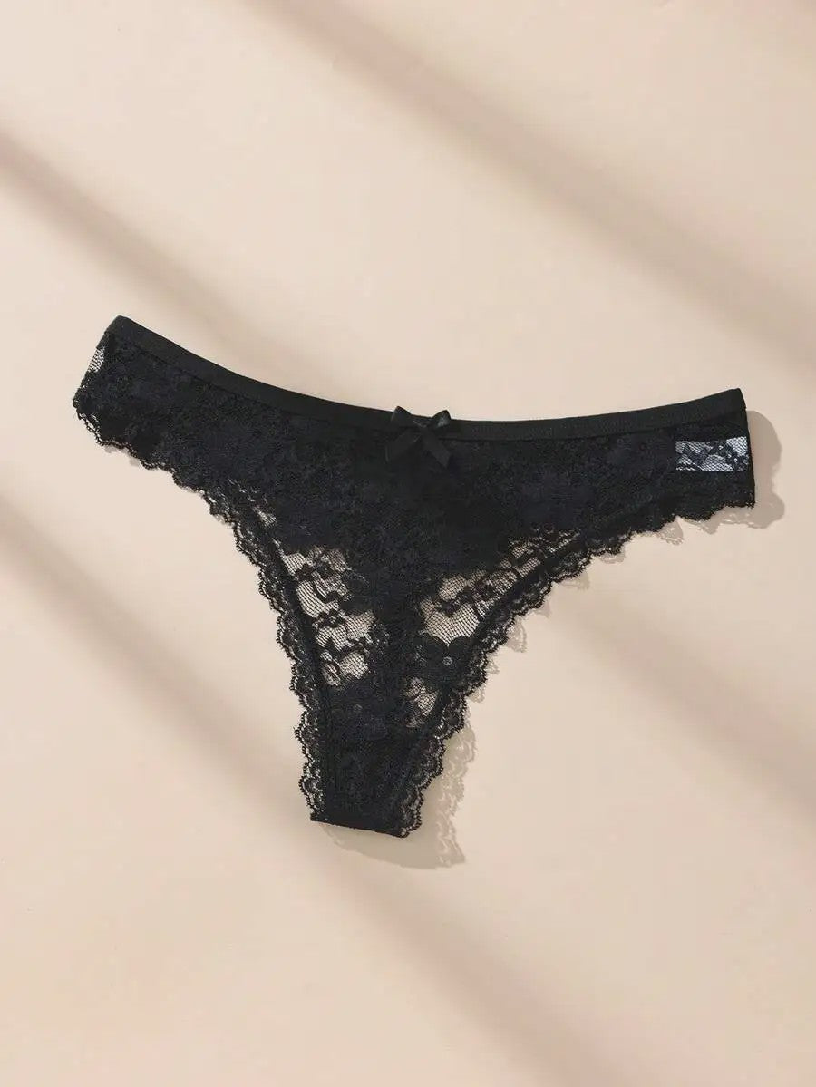 3-Pack Dames Strings van Kant en Mesh - Sexy Transparant Ondergoed