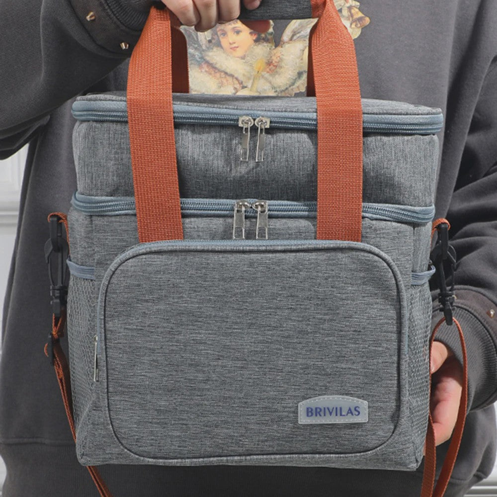 Moderne Lunchtas met Grote Capaciteit - Dubbele Isolatie & Crossbody Draagband