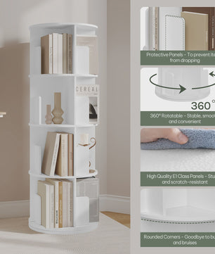 Draaibare Boekenkast 4 Niveaus - 360° Rotatie - Hoekdisplay - Woonkamer, Kantoor