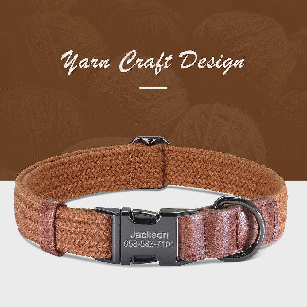 Gepersonaliseerde Hondenhalsband met Naam Gravering - Duurzaam Nylon, Verstelbaar voor Kleine tot Grote Honden