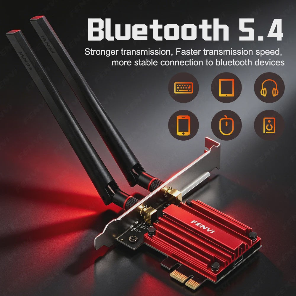 Fenvi WiFi 6E AX210 PCIe Netwerkkaart met Bluetooth 5.4 - AXE3000 Tri-Band Adapter