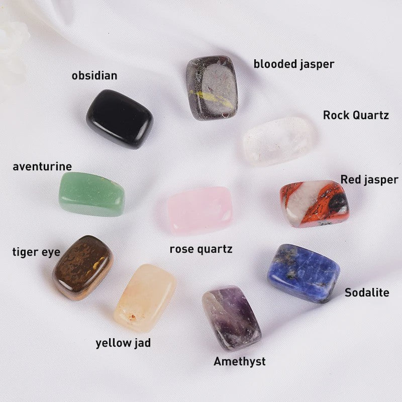 Set van 10 Natuurlijke Getrommelde Kristallen (15-20mm) - Mix van Edelstenen voor Chakra Healing & Decoratie